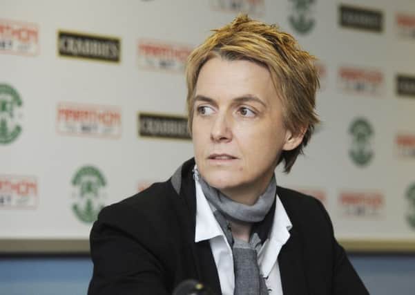 Chief executive Leeann Dempster witnessed first hand the emotions of the Hibs fans. Picture: Greg Macvean