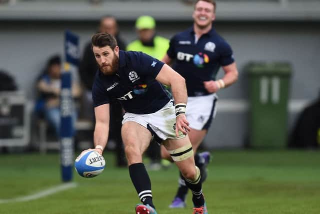 Tommy Seymour runs in to score Scotland's third try in the win over Italy. Picture: Andrew Matthews/PA Wire