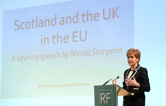 First Minister Nicola Sturgeon gives a speech on the European Union to the Resolution Foundation at St John's Smith Square in London. Picture: PA