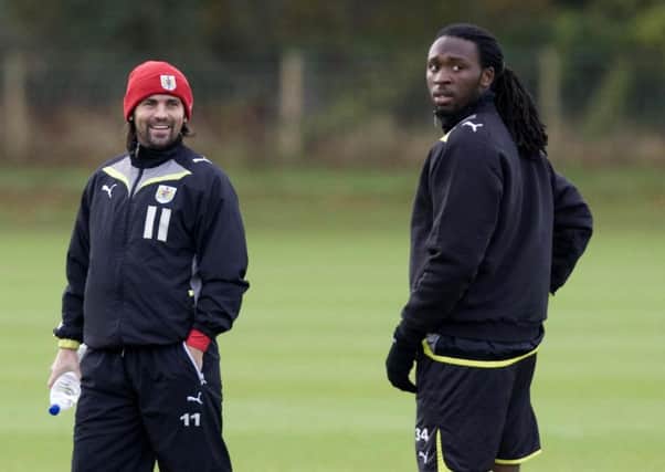 Sno, right, with current Dundee boss Paul Hartley during their time together at Bristol City. Picture: SNS