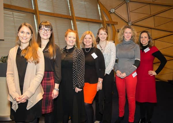 Jackie Waring, centre, with awards finalists Susanne Mitschke of MindMate, Rachel Hanretty of Mademoiselle Macaron, Leah Hutcheon of Appointedd, Rebecca Pick of Pick Protection, Alex Feechan of Findra and Suzanne Doyle-Morris of InclusIQ. Picture: Olya Tyukova