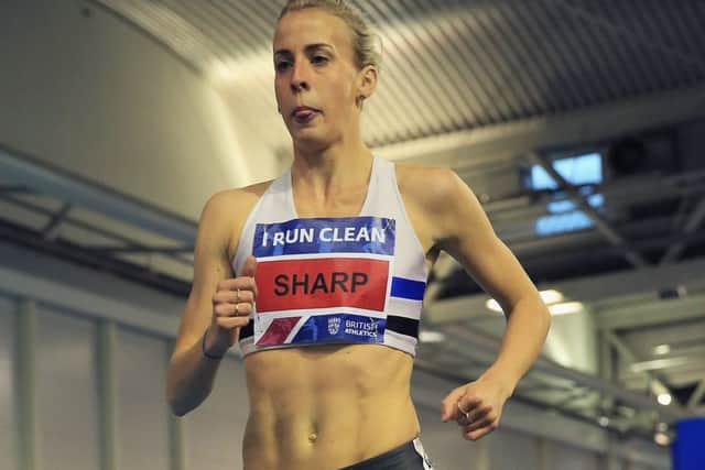 Lynsey Sharp in action in the 800m during the Indoor British Championships in Sheffield. Picture: Matthew Lewis/Getty