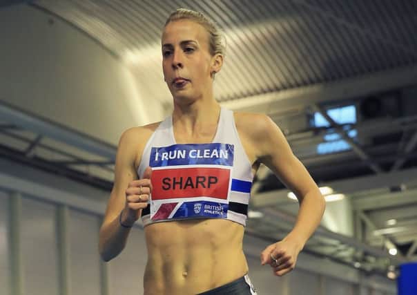 Lynsey Sharp in action in the 800m during the Indoor British Championships in Sheffield.  Picture: Matthew Lewis/Getty