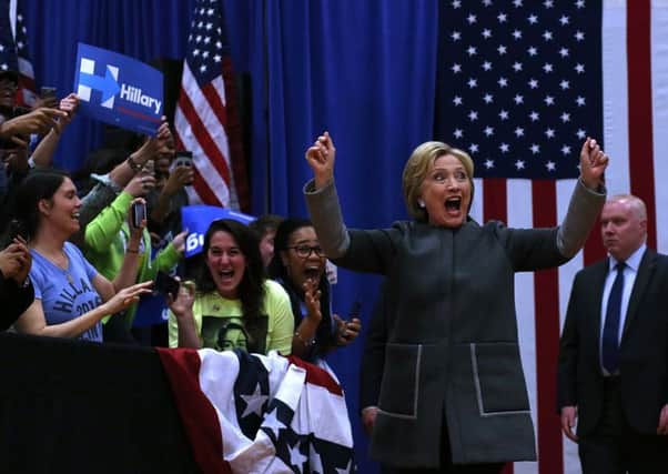 Democratic presidential candidate former Secretary of State Hillary Clinton greets supporters. Picture: Getty Images