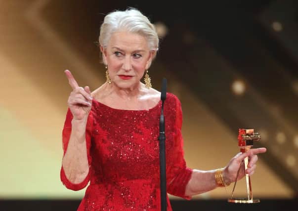 British actress Helen Mirren receives the Golden Camera award for her life's work in Hamburg. Picture: Getty Images