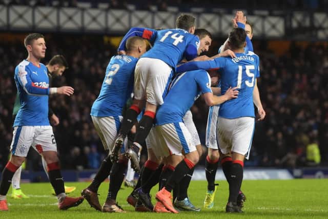 Rangers 'Lee Wallace celebrates after making it 2-0. Picture: SNS