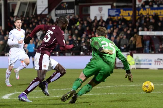 Abiola Dauda netted his third goal for Hearts to finish off Caley Thistle's chances of getting anything from the game. Picture: SNS