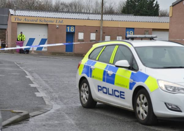 The scene at Stewartfield Industrial Estate yesterday. Picture: Jon Savage