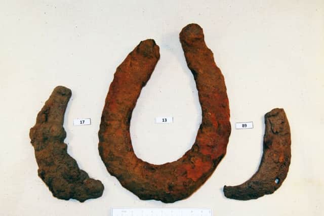 Possible seventeenth century horseshoe and horseshoe fragments. Picture: Transport Scotland