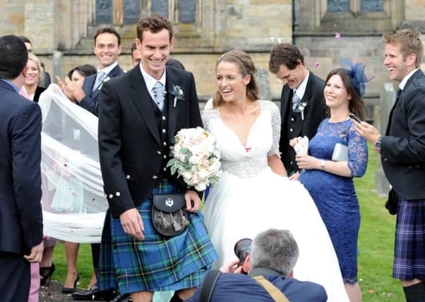Tennis star Andy Murray married Kim Sears at Dunblane Cathedral. Pic Lisa Ferguson