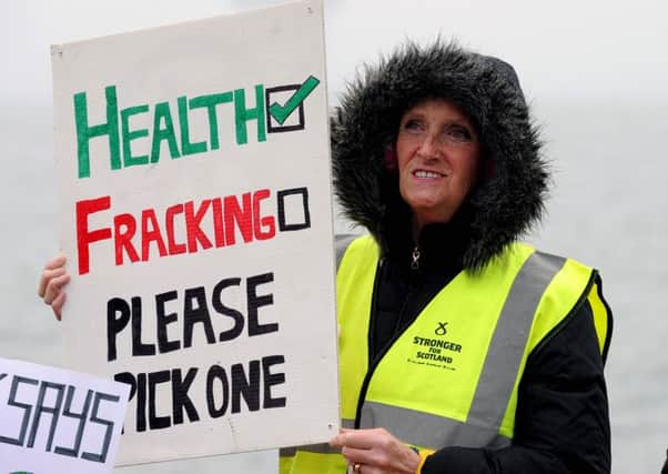 Environmental activists protest against fracking. Picture: Lisa Ferguson