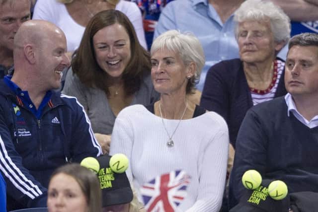 Judy Murray, a long-time campaigner for more investment in grassroots tennis, watches her son Andy compete in the Davis Cup. Picture: Ian Rutherford