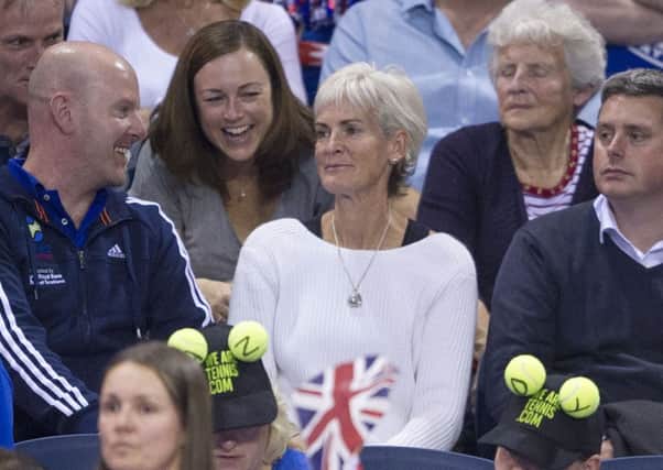 Judy Murray, a long-time campaigner for more investment in grassroots tennis, watches her son Andy compete in the Davis Cup. Picture: Ian Rutherford