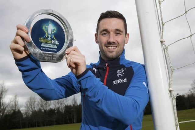 Rangers' Nicky Clark receives an award for William Hill Scottish Cup Goal of the Round. Picture: SNS