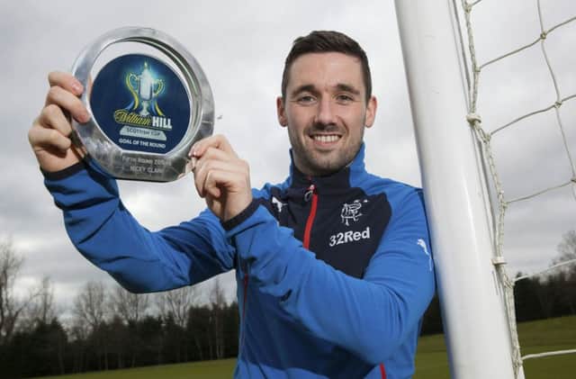 Rangers' Nicky Clark receives an award for William Hill Scottish Cup Goal of the Round. Picture: SNS