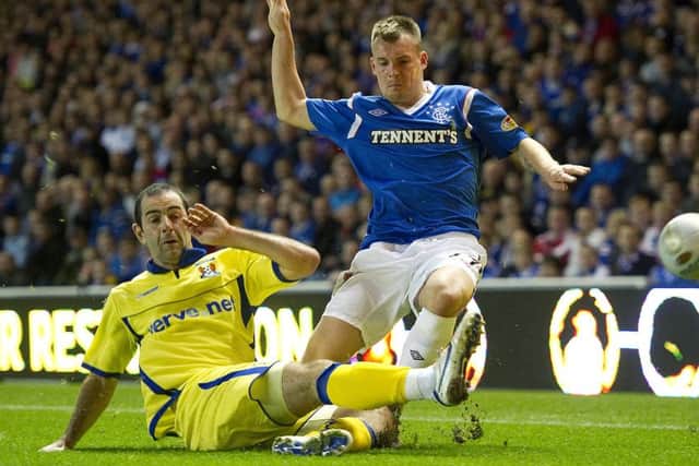 Gary Harkins, left, was the source of much ire after joking that Rangers were a "new club". Picture: SNS