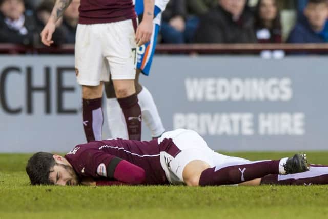 Hearts' Callum Paterson will miss the Partick Thistle match with a shoulder injury. Picture: SNS