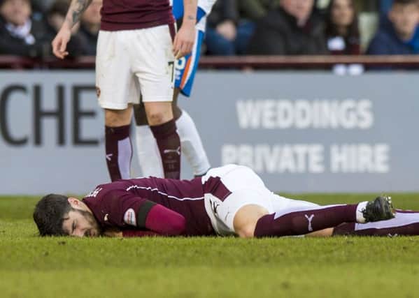Hearts' Callum Paterson will miss the Partick Thistle match with a shoulder injury. Picture: SNS
