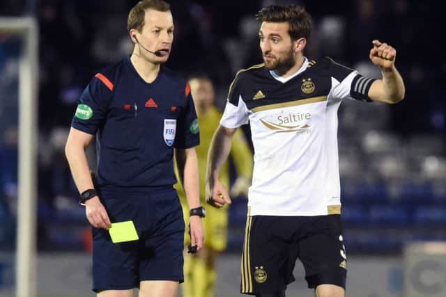 Aberdeen's Graeme Shinnie appeals to referee Willie Collum. Picture: SNS/Craig Foy