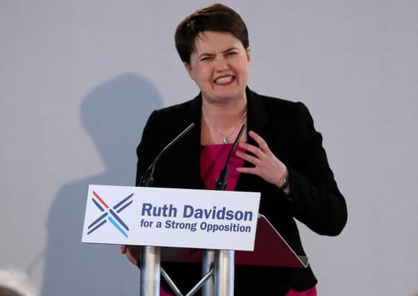 The phrase Ruth Davidson for a strong opposition will be on the list ballot paper on 5 May, echoing the SNPs strategy in 2007. Photograph: PA