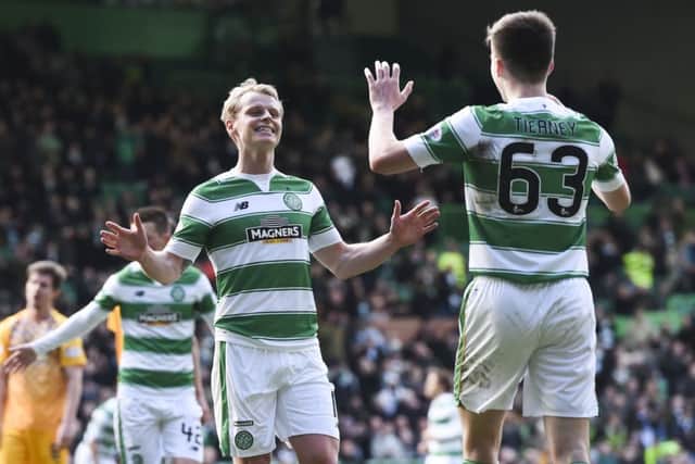 Celtic's Gary Mackay-Steven celebrates. Picture: SNS