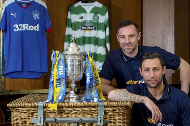 Kris Boyd and Scott McDonald promote the William Hill Scottish Cup semi-final between Rangers and Celtic. Picture: Bill Murray/SNS
