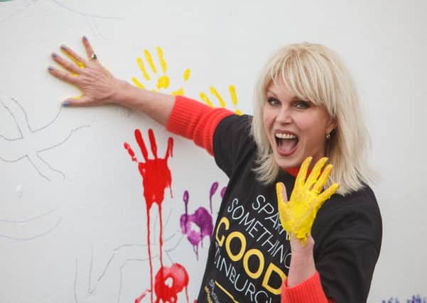 Joanna Lumley visits Oxgangs Neighbouhood Centre, Edinburgh, to help out in the garden. Picture: Toby Williams