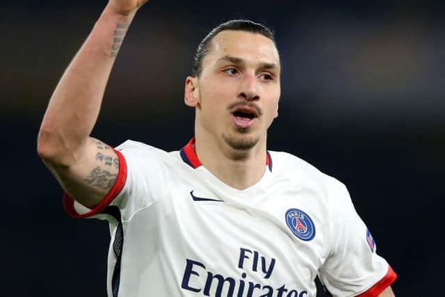 Zlatan Ibrahimovic celebrates after his goal ended Chelseas Champions League survival hopes. Picture: PA