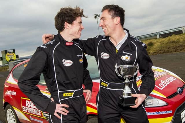 Celtic's Ryan Christie, left, and Scott Brown took part in a rally car challenge at the Knockhill circuit in Fife. Picture: Bill Murray/SNS