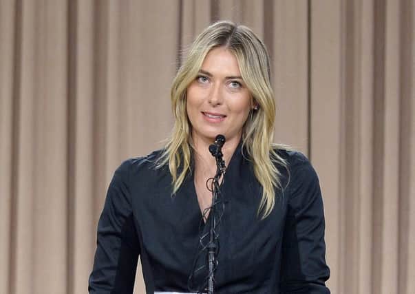 Maria Sharapova addresses the media in Los Angeles on Monday to reveal her failed drug test. Picture: Getty