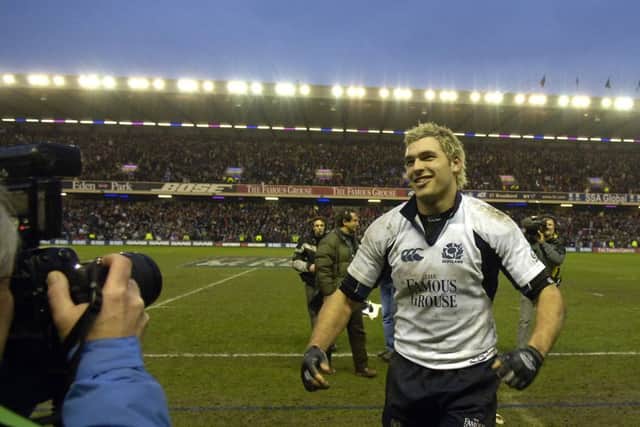 Blond ambition: Its February 2006 and Sean Lamont is all smiles at the end of the game having scored two tries in Scotlands last victory over France.  Picture: Kenny Smith