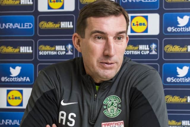 Should Hibs stick with Alan Stubbs if they are not promoted? Picture: SNS