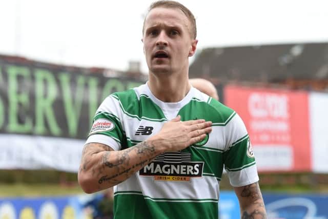 Leigh Griffiths reacts after scoring Celtic's opening goal. Picture: SNS.