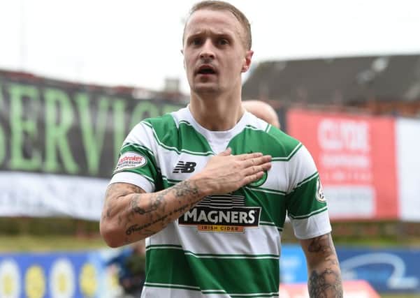 Leigh Griffiths reacts after scoring Celtic's opening goal. Picture: SNS.