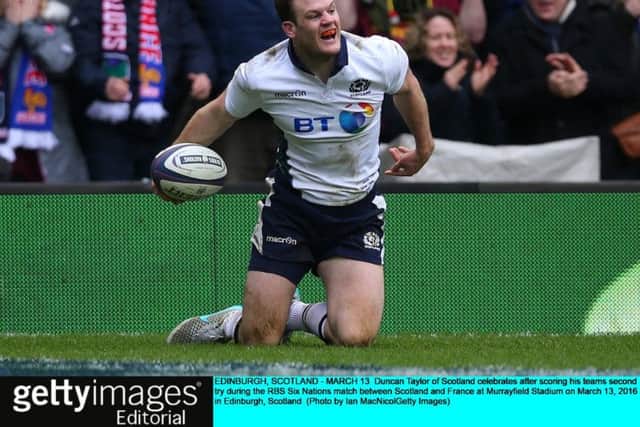 Duncan Taylor ran in Scotlands second try. Picture: Getty