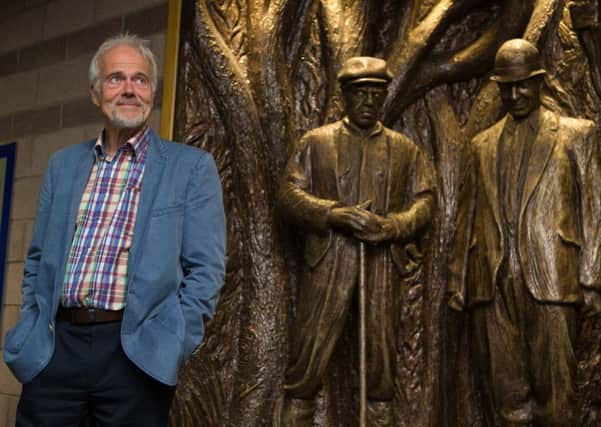 Ex-Glenrothes Town Artist Malcolm Robertson with one of his sculptures, which caused controversy when it was covered up by the Rothes Halls and hidden from the public. Image: Steven Brown