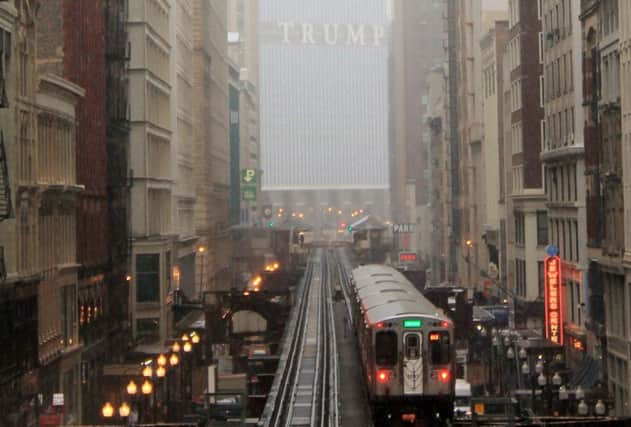 Chicago Trump Tower, with the L train in the foreground. Picture: Dominic Hinde