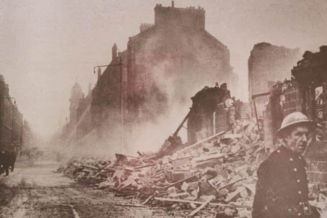 Dumbarton Road the morning after one of the nights of the Clydebank Blitz. Picture: Clydebank Library