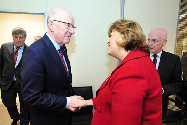 Scotland
Irish Minister for Foreign Affairs and Trade Charlie Flanagan is welcomed by Fiona Hyslop MSP
. Picture: Alan Murray