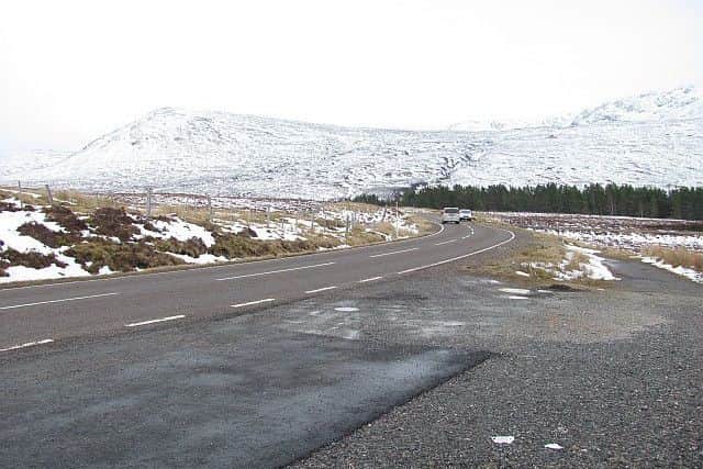Destitution road known as the A832 in the Scottish Highlands.