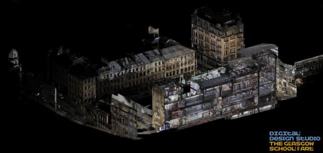 Highly detailed 3D images of the Glasgow School of Art's fire-damaged Mackintosh building created by its Digital Design Studio department. Restoration work is scheduled to start on site shortly after the close of this year's degree show in June. Picture: Hemedia