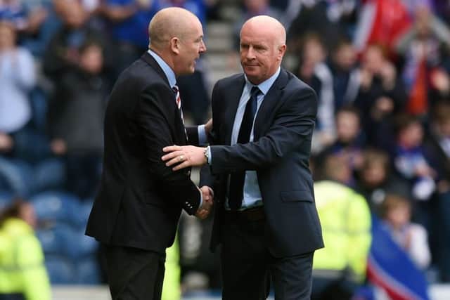 Rangers manager Mark Warburton, left, has praised his Falkirk counterpart Peter Houston. Picture: Craig Williamson/SNS