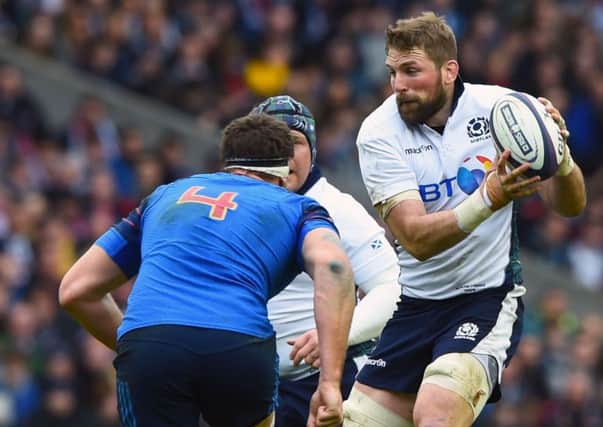 John Barclay rushes France's Alexandre Flanquart. Picture: SNS Group/SRU/Gary Hutchison