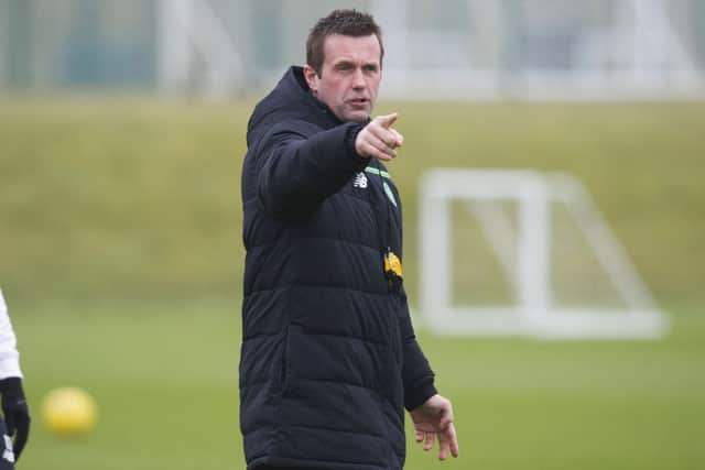 Celtic manager Ronny Deila points the way in training as his squad prepare for their weekend trip to Rugby Park. Picture: Ross Brownlee/SNS Group