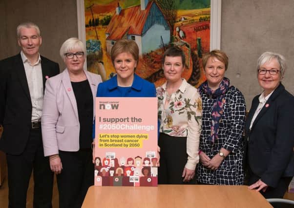Breast Cancer Now campiagners join First Minister Nicola Sturgeon at the  launch of the 2050 Challenge campaign