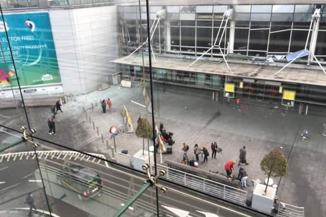 The aftermath of this morning's explosions at Brussels airport. Picture: PA