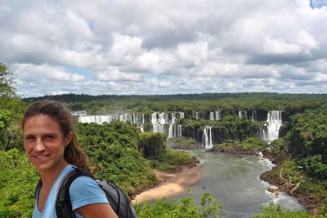 Abi Elphinstone at Iguazu Falls, Brazil