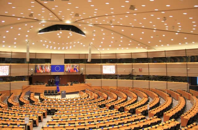 The debating chamber or hemicycle at the European Parliament in Brussels. Picture: Contributed