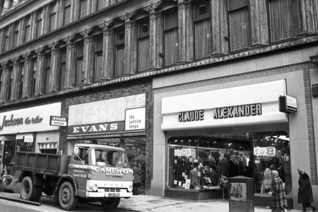 Exterior of the Egyptian Halls on Glasgow's Union Street in February 1975, designed by Glasgow architect Alexander Greek Thomson. Picture: TSPL