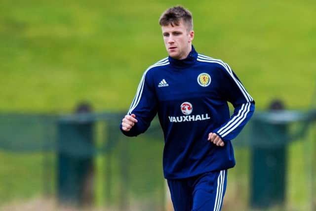 Liam Polworth gets on the ball in training ahead of Scotland U21s game in Angiers tomorrow night. Picture: SNS